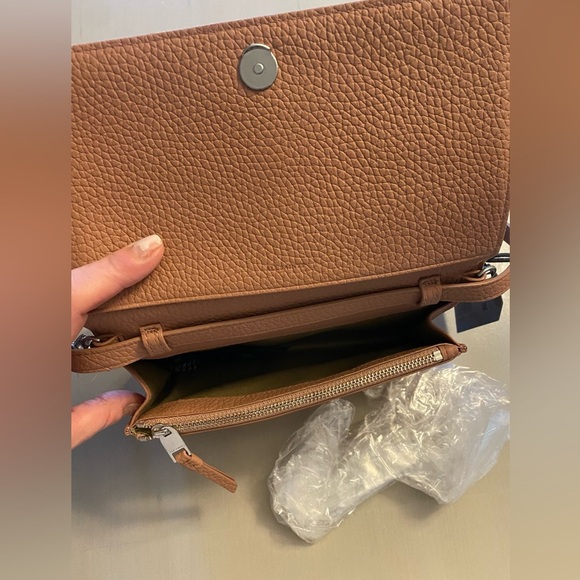 Auth All Saints NWT pink terracotta crossbody chain silver hardware dust bag - Picture 7 of 16